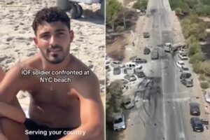 Anti-Israel activist verbally assaults ex-IDF soldier on New York beach for wearing Star of David necklace Anti-Israel activist verbally assaults ex-IDF soldier on New York beach for wearing Star of David necklace