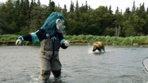 Seattle Kraken mascot charged at by brown bear during video shoot in Alaska Seattle Kraken mascot charged at by brown bear during video shoot in Alaska
