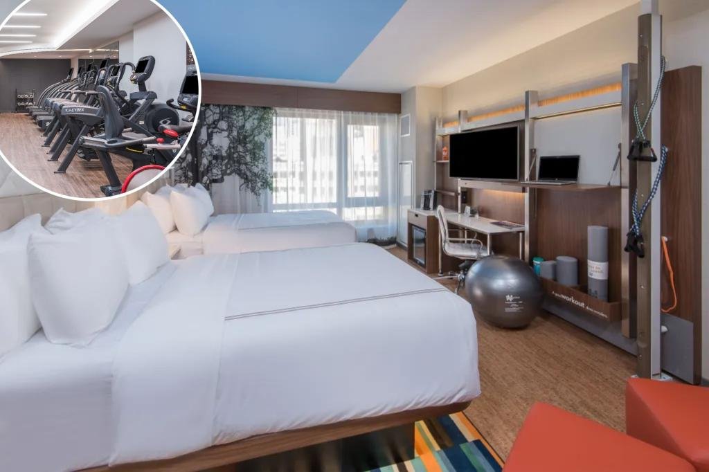 This fitness-focused hotel chain has workout equipment in every single room This fitness-focused hotel chain has workout equipment in every single room