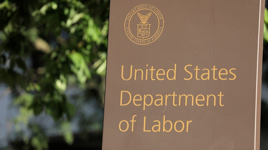 Signage is seen at the United States Department of Labor headquarters in Washington, D.C.