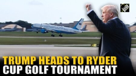 US President Trump, with granddaughter Kai, heads to Ryder Cup golf tournament in New York