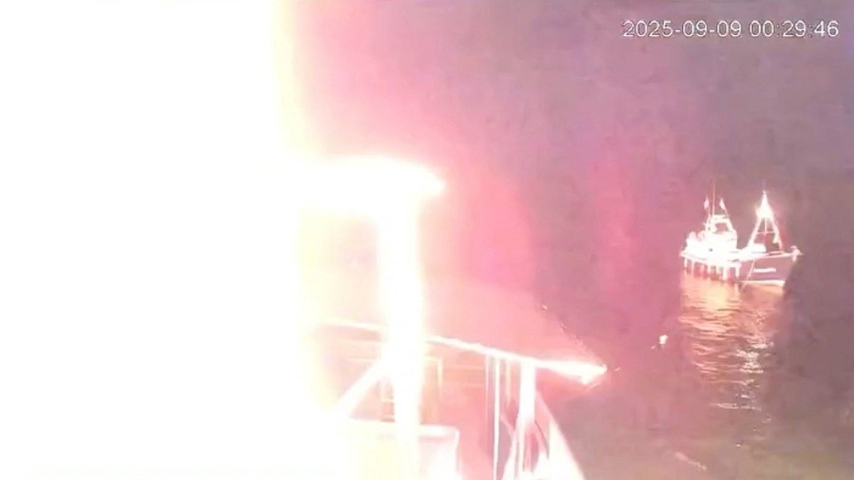 Glow of fire from vessel
