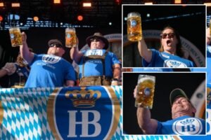 Exclusive | Beer lovers show their strength in NYC steinholding contest — where champ held a glass for nearly 25 minutes (without spilling) Exclusive | Beer lovers show their strength in NYC steinholding contest — where champ held a glass for nearly 25 minutes (without spilling)