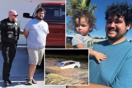 Dad who drove family car across flooded street to get home charged when son drowns