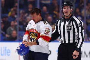 Marchand Goes Full Menace, Destroys Opponent’s Helmet After Panthers-Sabres Fight