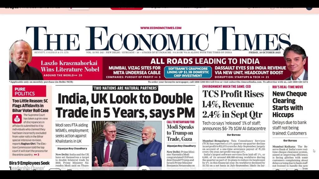 10 October 2025 | The Economic Times Newspaper | Daily Finance & Business News Analysis