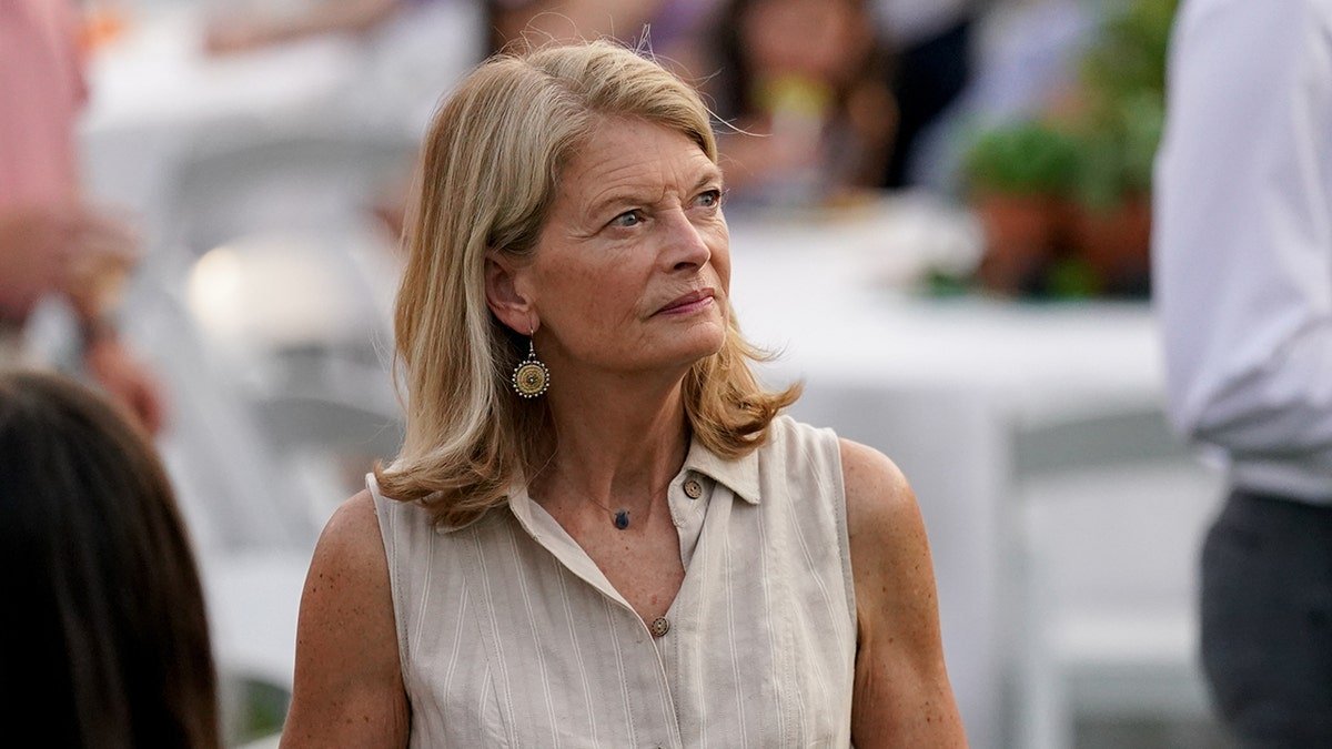 Murkowski in a tan dress at congressional picnic