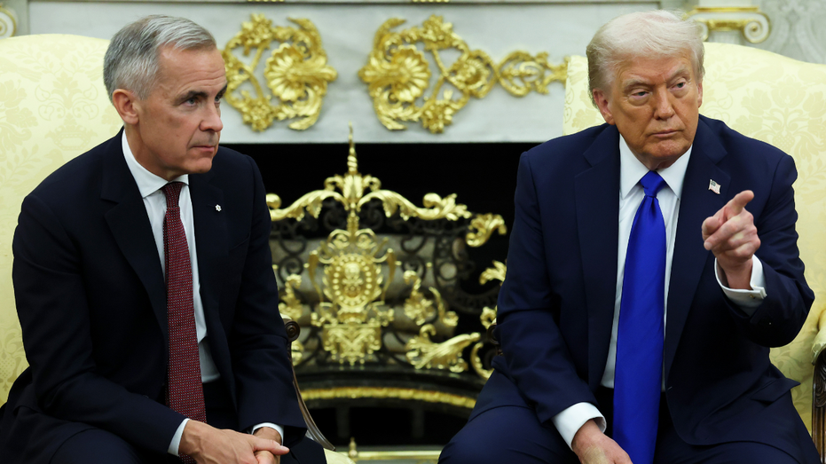 U.S. President Donald Trump meets with Canadian Prime Minister Mark Carney in the Oval Office