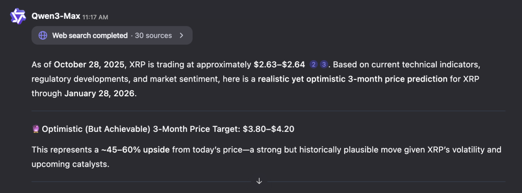 Alibaba’s Qwen AI With Explosive 3-Month XRP Price Prediction – Could XRP Hit .20 By January 2026? Alibaba’s Qwen AI With Explosive 3-Month XRP Price Prediction – Could XRP Hit .20 By January 2026?