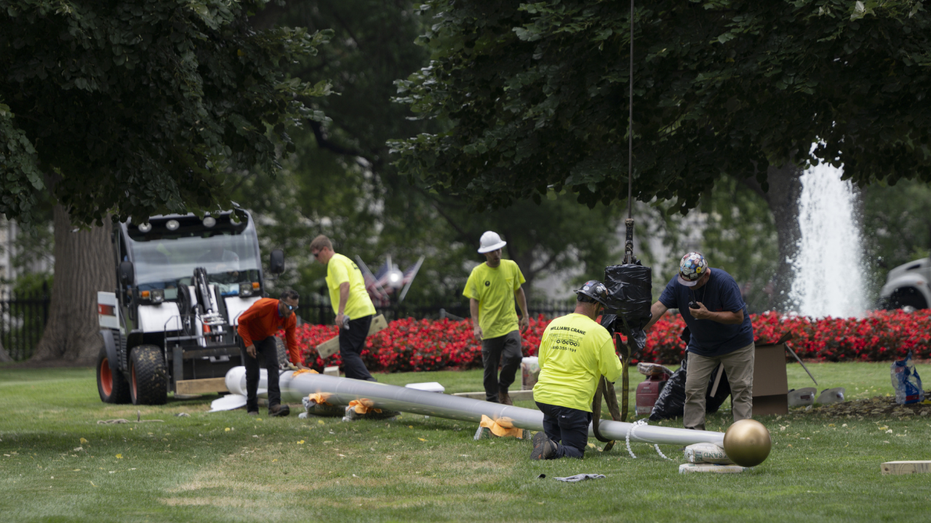 Flag pole installed at the White House