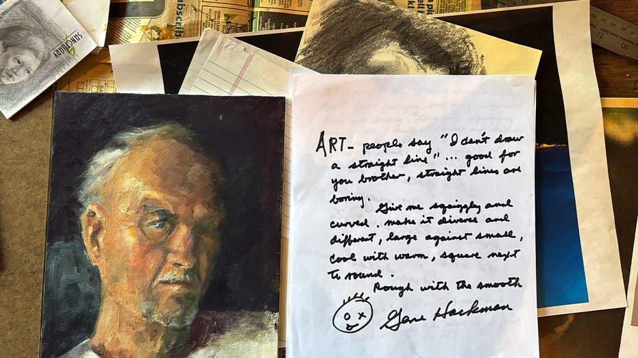 Gene Hackman estate paintings and handwritten notes.