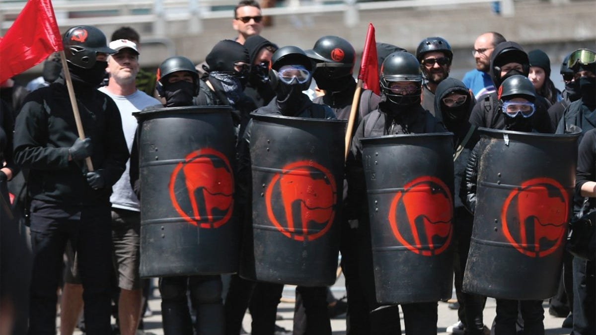 Portland antifa members on the street