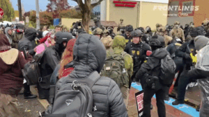 Arrests made as anti-ICE agitators caught on camera clashing with federal officers outside Portland facility Arrests made as anti-ICE agitators caught on camera clashing with federal officers outside Portland facility