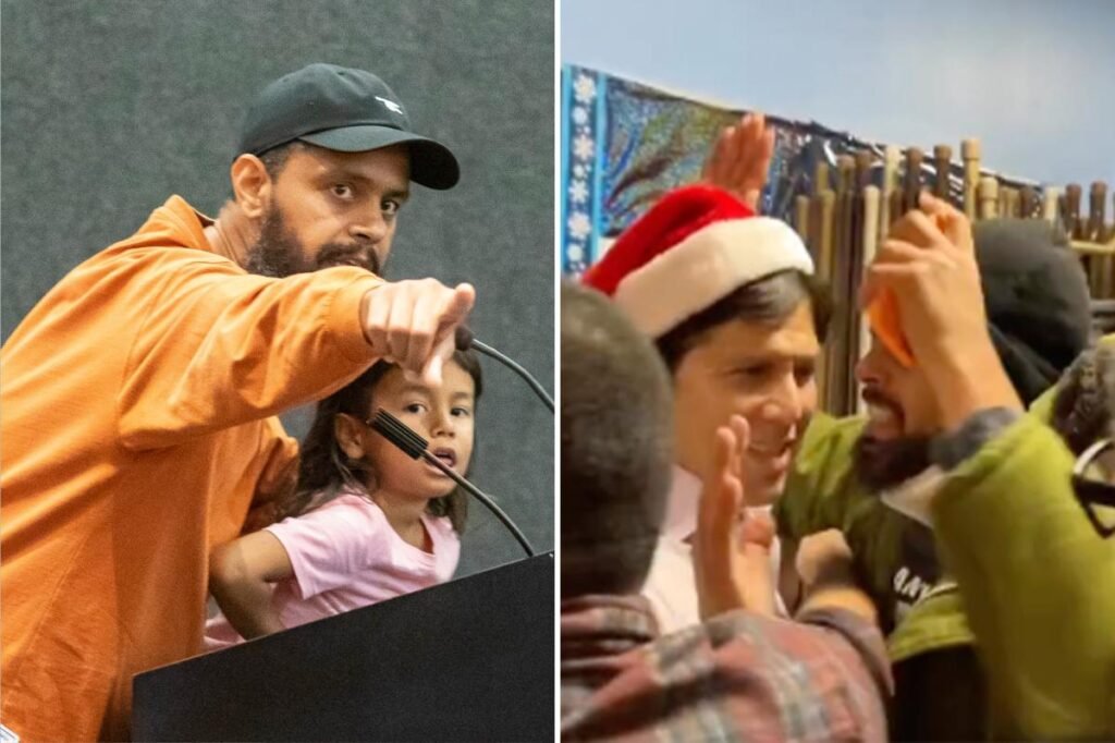 Inside the warped world of LA’s most vile protestor – hiding behind his kids as he bashes cops and hurls racist slurs Inside the warped world of LA’s most vile protestor – hiding behind his kids as he bashes cops and hurls racist slurs