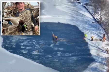 Young hunter dies rescuing his dog when it fell through ice on frozen pond Young hunter dies rescuing his dog when it fell through ice on frozen pond