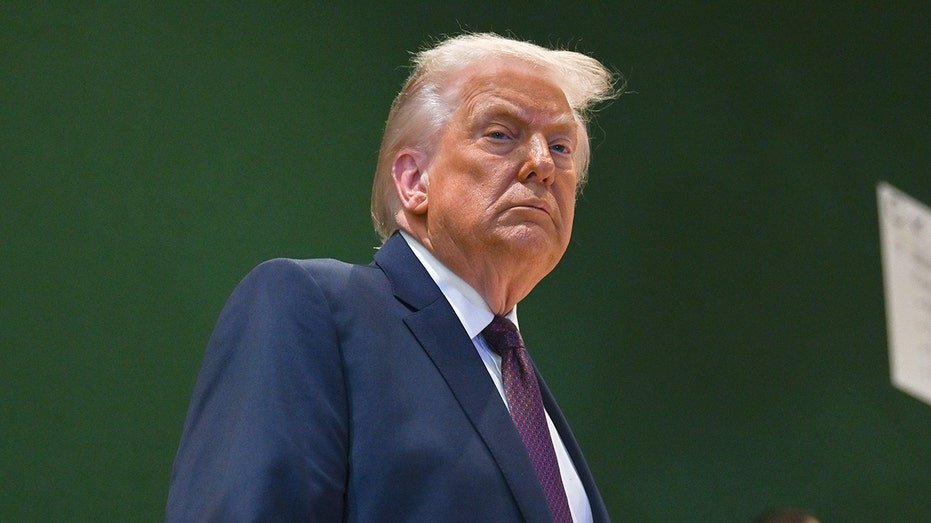 President Donald Trump looking serious.