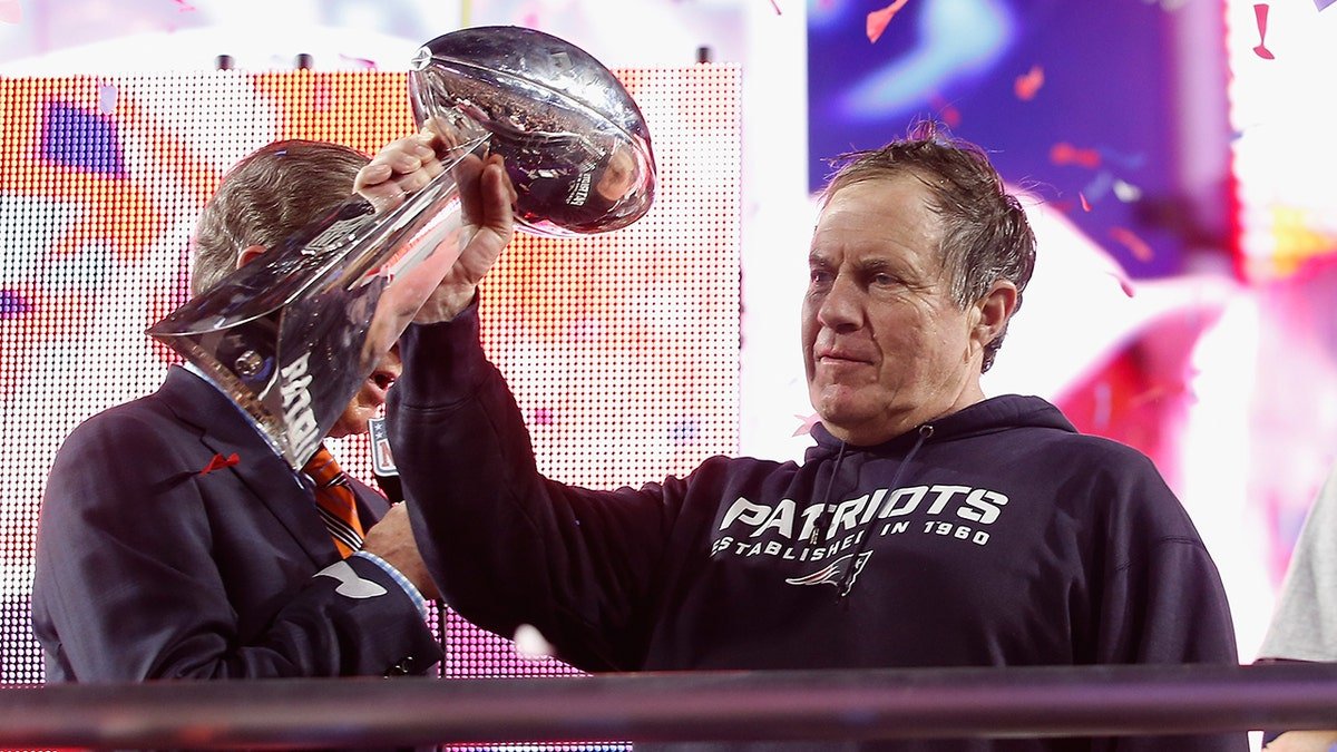 Belichick with Lombardi Trophy