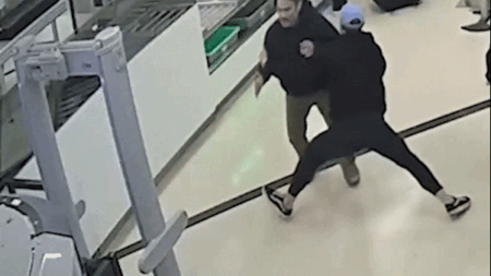 Video shows airport bystander bodyslamming TSA breach suspect in split-second takedown Video shows airport bystander bodyslamming TSA breach suspect in split-second takedown